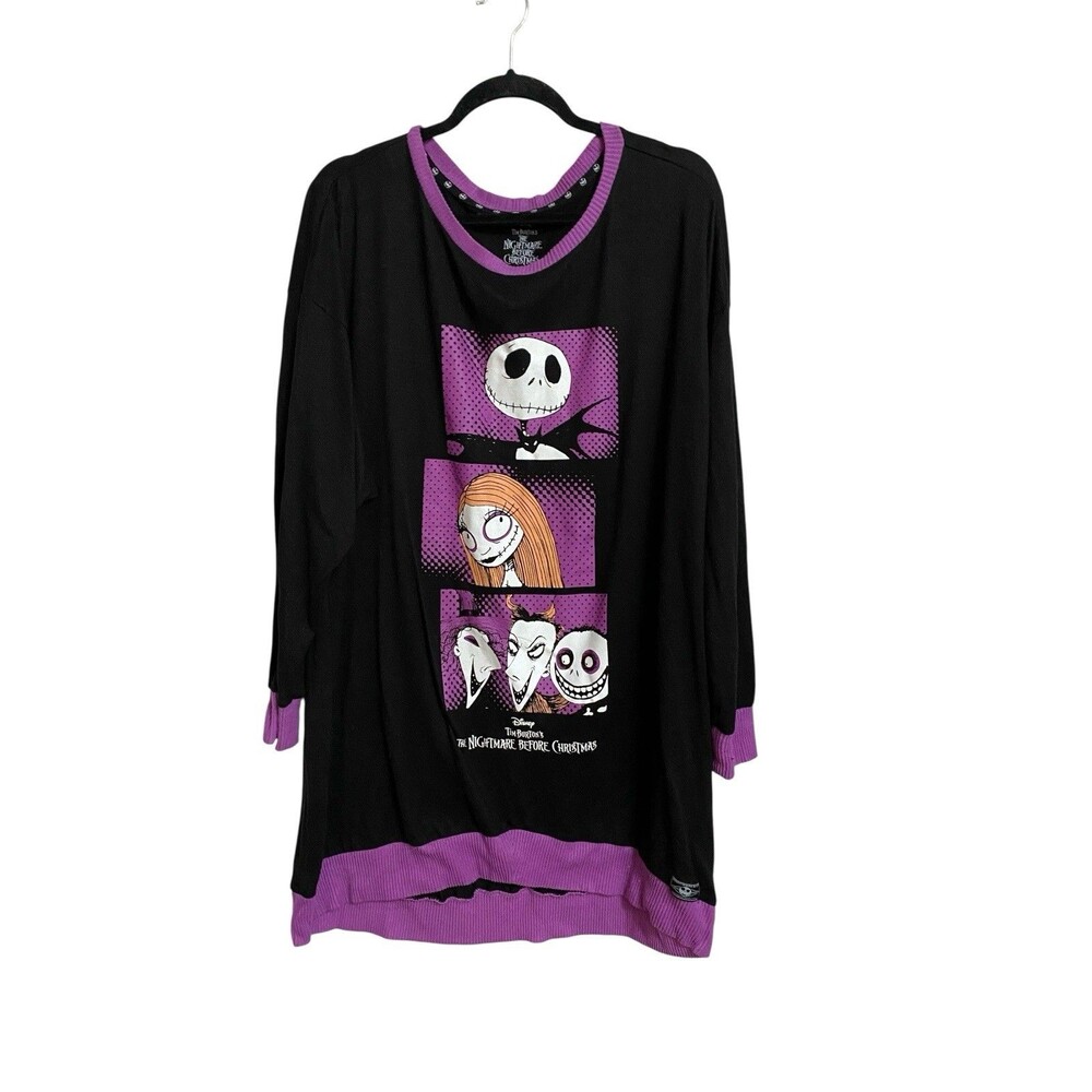 Disney Nightmare Before Christmas 2X Plus Jack Sally Long Sleeve Sleep Shirt